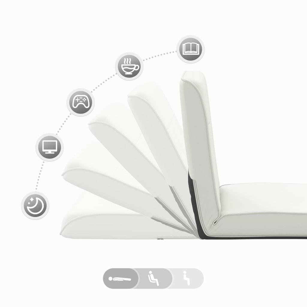 Adjustable Footstool White Faux Leather