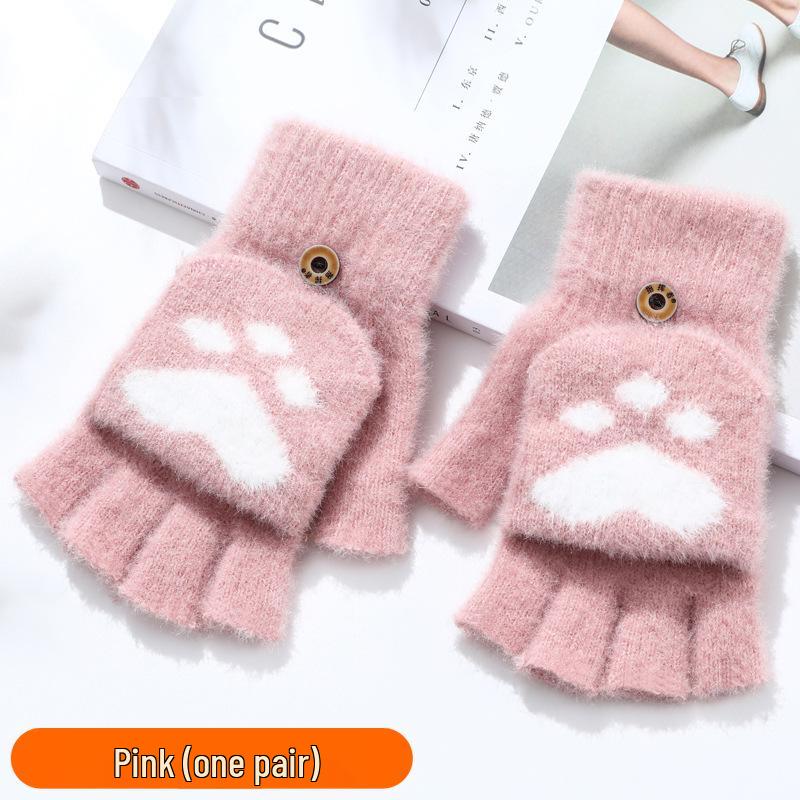 

Перчатки без пальцев с откидным верхом - Теплый, Плотный Искусственный Мех Минка для Осени/Зимы One Size