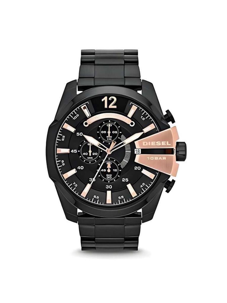 Fashionable men's quartz watch DZ4309 51mm black rose gold circular dial stainless steel wristwatch
