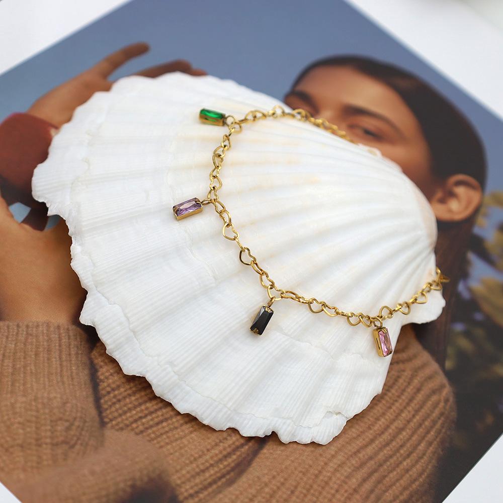 The Same Fashionable Light Luxury Multicolored Zircon Women'S Bracelet Personalized Titanium Steel Jewelry Jewelry Does Not Fade