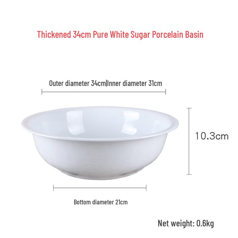 Classic Large White Enamel Basin for Washing, Mixing, and More: Thickened Design for Kitchen Use