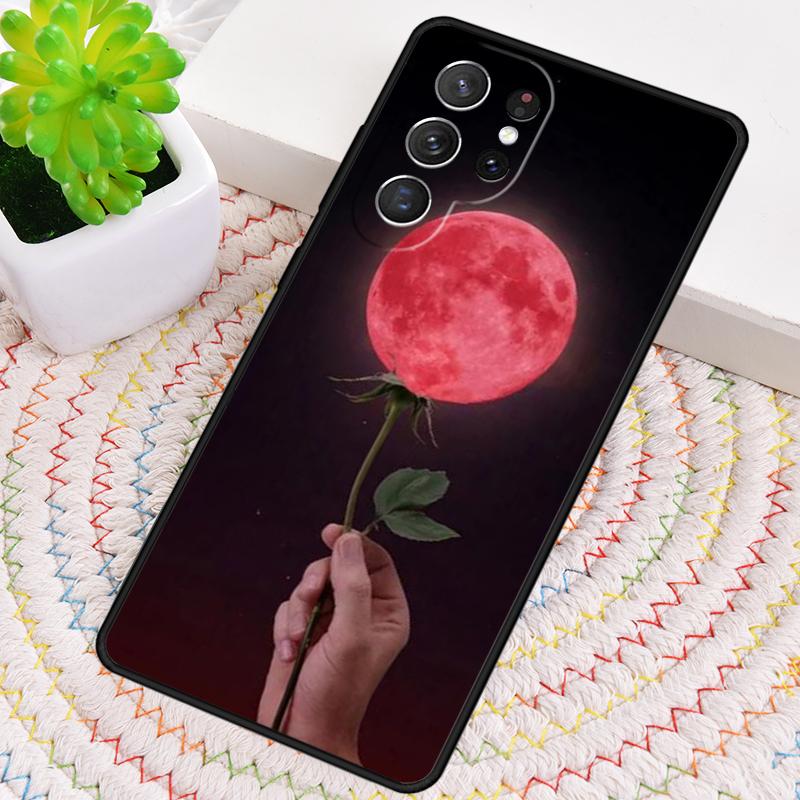 Hand Holding Moon Finger Heart Silicone Phone Case For Samsung Galaxy note 10 pro S26 S25 S24 S23 S22 S21 Plus Ultra Capa Cover