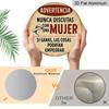 2D Flat, 1pc 7.87in Vintage Round Metal Aluminum Sign, Spanish "Advertencia Nunca Discutas Con Una Mujer" Funny Warning Quote Design, Retro Humorous