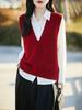Women's Loose V-Neck Sequin Knit Vest - Fine Wool, Perfect for Spring & Autumn Layering