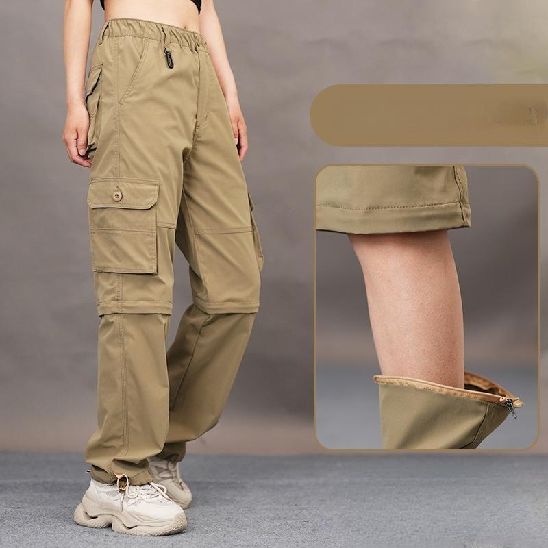 

Летние шорты для улицы, быстросохнущие брюки, мужские брюки, съемные брюки, женские брюки для пешего туризма, кемпинга, треккинга, альпинизма S хаки