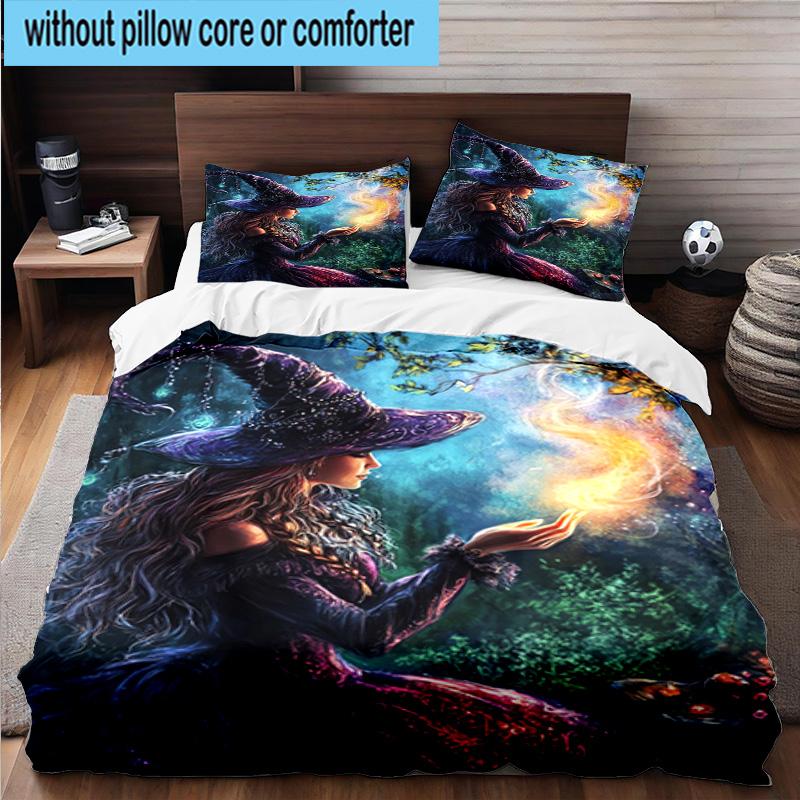 Witchcraft In The Moonlight 3pcs Bedding,Including 1pc Duvet Cover And 2pcs Pillowcases Perfect for Christmas,Ideal for Bedroom, Dormitory