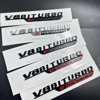 2pcs 2024 New Letters Numbe V8 BITURBO E PERFORMANCE Emblem Car Trim Badge Sticker for S63L SL63s GT63s Badge Accessories