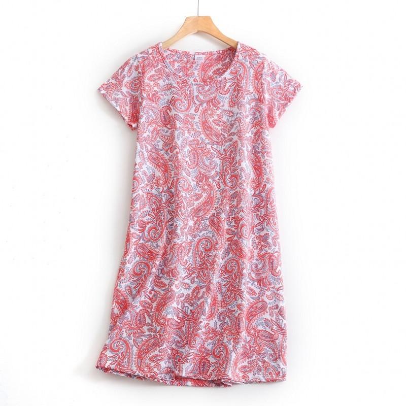 Plus Size Summer Women Nightdress Short Sleeve Cute Cartoon Sleepwear Sweet O Neck Nightgowns Pyjamas Lady's Cotton Sleepdress