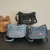 Jeansowa Haftowana Torba na Ramię Damska Torebka Miejska Torba Crossbody