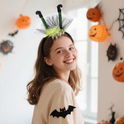 Czarownica Obręcz do Włosów Stopy Czarownicy Pióro Siateczka Design Halloween Opaska na Głowę Kostium dla Dorosłych Imprezy Cosplay Przebranie Rekwizyt