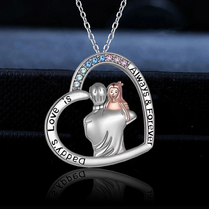 Dual-Tone Heart-Shaped Father's Day Necklace with Custom Engraving