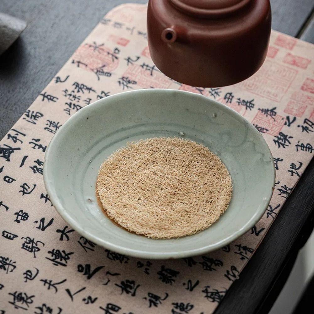 Runder Teebecher Untersetzer Luffa Faser Luffa Matte Kung Fu Teeset Teekannenuntersetzer Teekanne