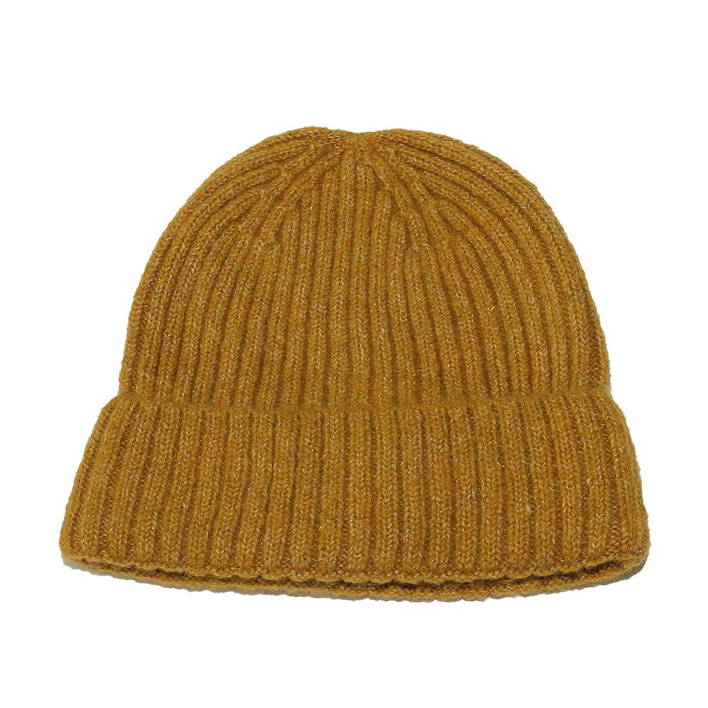 Wollmütze mit großem Kopfumfang, einfarbig, thermische Überziehmütze, Outdoor-Skimütze, Strickmütze für Damen