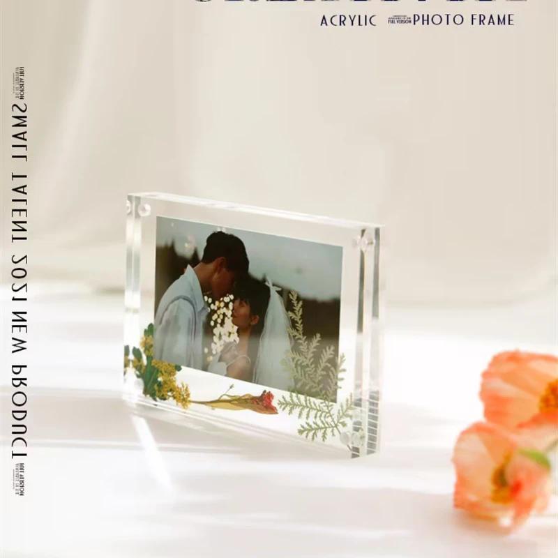 Transparent Acrylic Picture Photo Frame Magnetic Photocard Holder Kpop Idol CD Card Display Stand Desktop Ornament Decor  Gifts