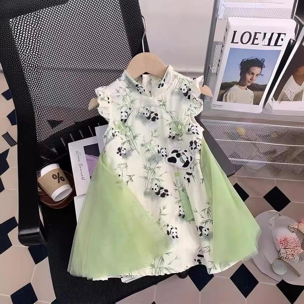 2024 Girls' Summer Chinese Cheongsam Hanfu Princess Dress