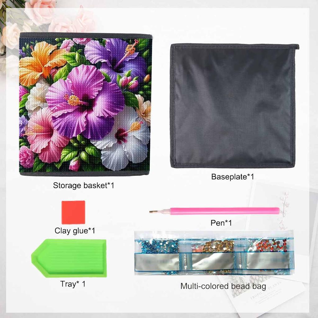 Bright Flowers 5D Diamond Painting Storage Basket Full Round Drill Mosaic Diamond Embroidery Cross Stitch Kits Home Decor Home Decor
