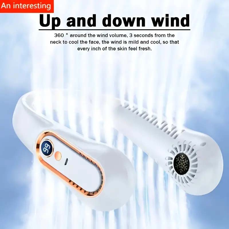 1pc, Bladeless Hanging Neck Fan, Portable USB Rechargeable Cooler Fan With 5 Speeds, Super Technology & Bladeless Design For Outdoor Sports Use