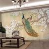 Hand Painted Wallpaper Peacock Tv Background Wall Mural Living Bedroom Background 3d Wallpaper Home Decorative
