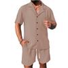 Set Camicia Estiva Uomo Casual Outdoor Tuta 2 Pezzi Ehome Abbigliamento Pigiama Comodo Traspirante Spiaggia Manica Corta Set