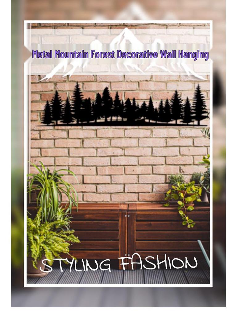 Metal Mountain Forest Art: 2-Piece Decorative Wall Set for Living Room