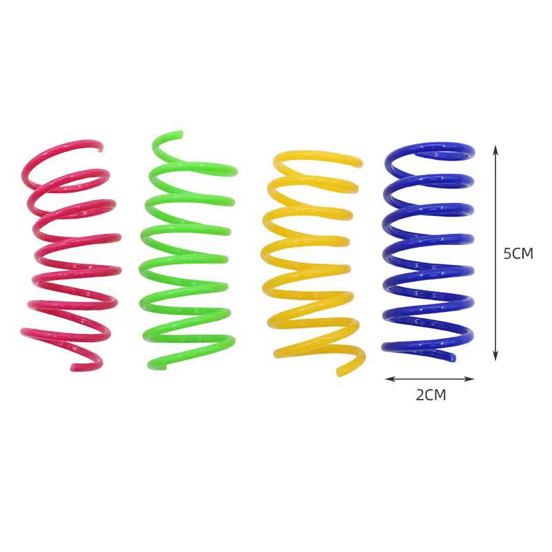 Cat Spring Toy, Interactive Spiral Toys for Indoor Colored Cats, Plastic Spring Coil for Kitten, Hunting, Inflation, 4 Pieces