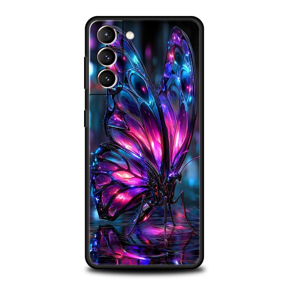 Art Purple Butterfly Phone Case for Samsung Galaxy S26 S25 S24 S23 S22 S20 S21 FE Ultra S25 Edge Plus 5G Soft TPU Cover Fundas