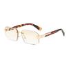 European and American square frameless sunglasses, women's fashion trimmed personalized street sunglasses, face-showing small UV-proof glasses