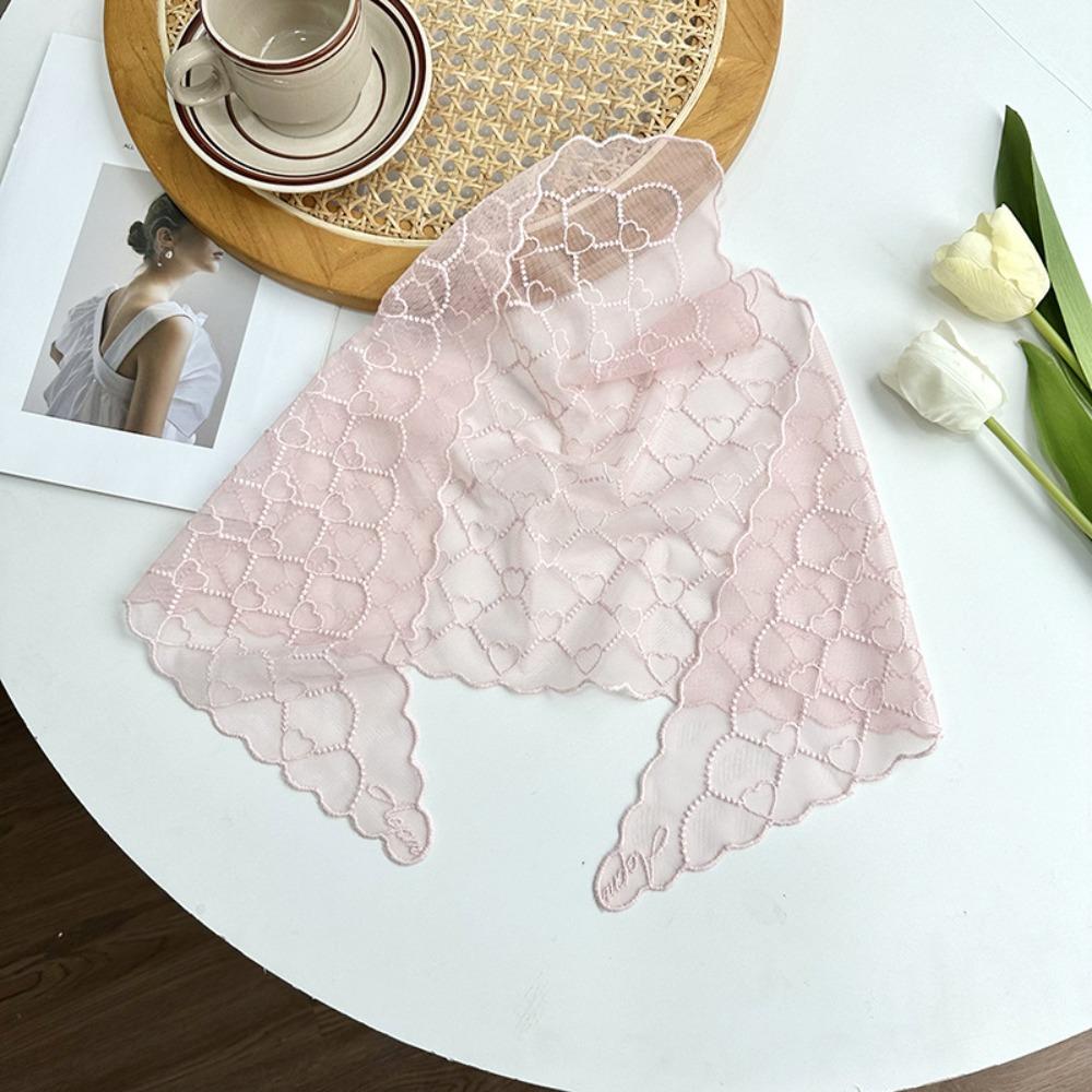 Heart Pattern Triangular Scarf Retro Hair Ribbon Versatile Lace Scarf  Women's Accessory