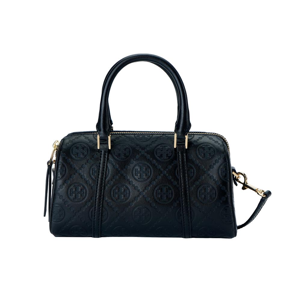 Tory Burch T Monogram Adjustable Detachable Shoulder Strap Embossed Pattern Leather Shoulder Crossbody Handbag Women handbag Black 164873-001