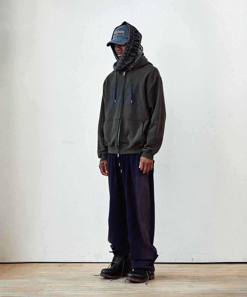Thevinylhouse Graphic Hoodie Zip-Up Khaki