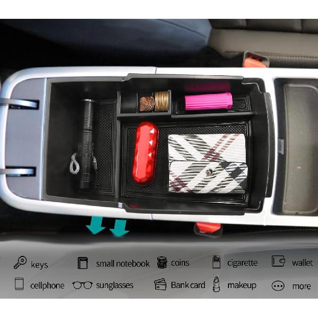 

Gah Stinger 2018-2023 Center Console Organizer for Kia Stinger GT-Line, Sport Sedan, AWD & GT2 All Specs - Black ABS Plastic Insert Mount Automotive