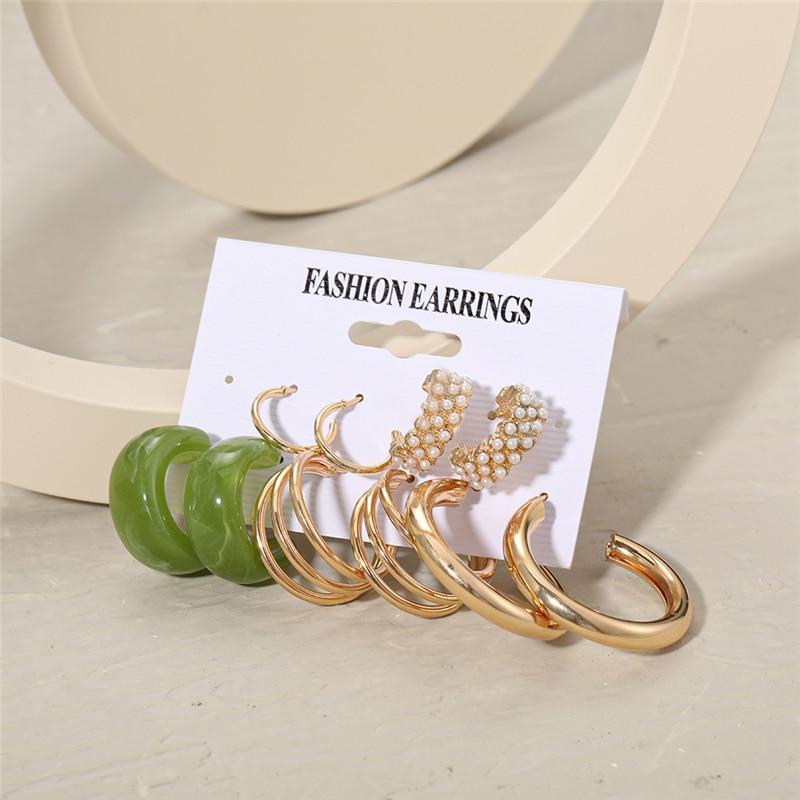 IF ME Trendy Geometirc Gold Round Hoop Earrings Set For Women Big Leopard Resin Hoop Earrings Accessories Jewelry Party