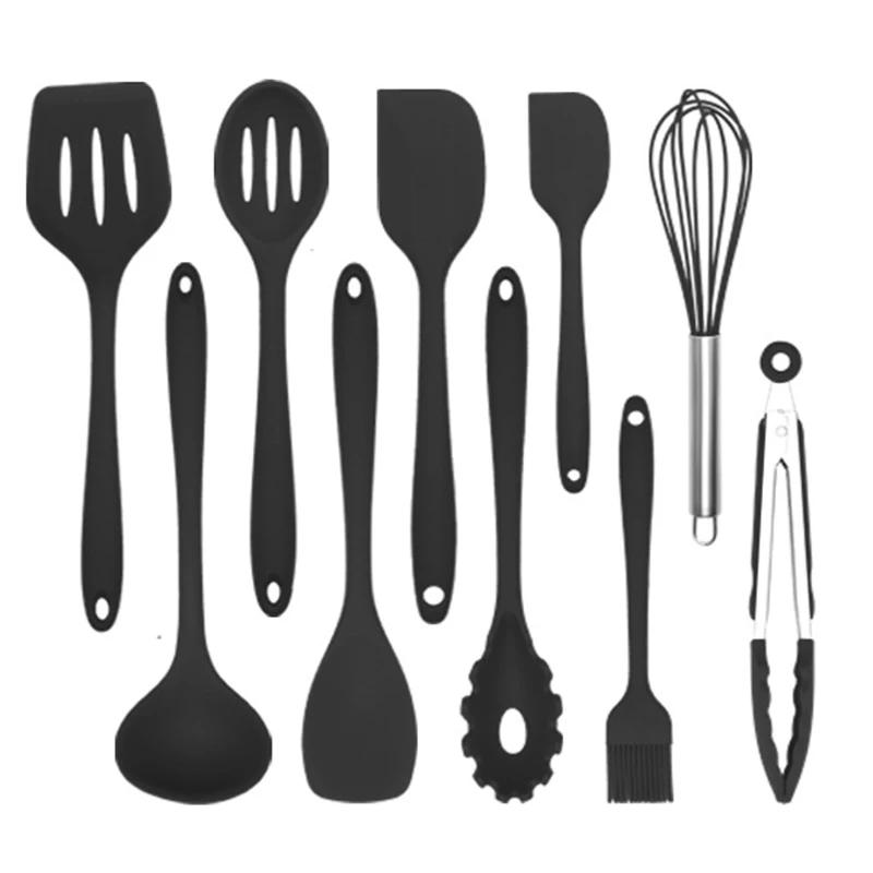 10/11Pcs Silicone Cooking Utensils Set Heat Resistant Turner Spatula Spoon Shovel Oil Brush BBQ Clip Kitchen Utensils Cookware