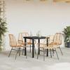 VidaXL 5pcs Garden Dining Set Brown Poly Rattan Glass 3334542
