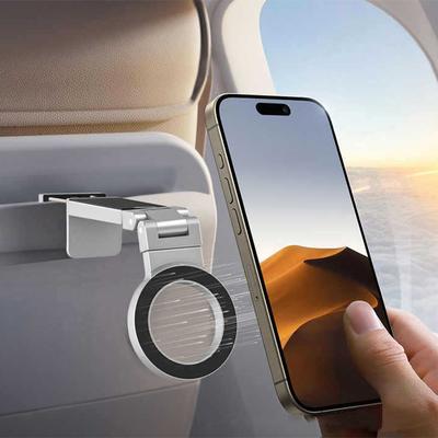 Support Téléphone Magnétique ABS Réglable Essentiels de Voyage Rotation Flexible Mains Libres Support Téléphone Avion Support Téléphone Siège