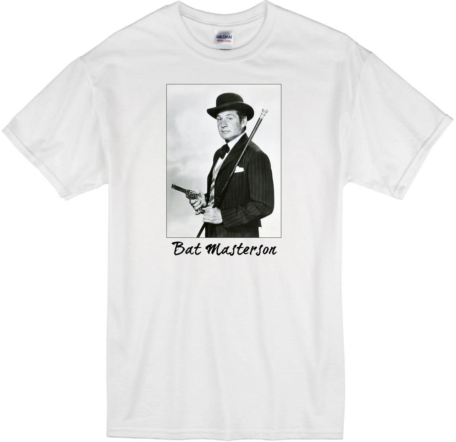 BAT MASTERSON GENE BARRY MARSHAL WESTERN COWBOY RETRO 1958-1961 TV WHITE T-shirt 4XL