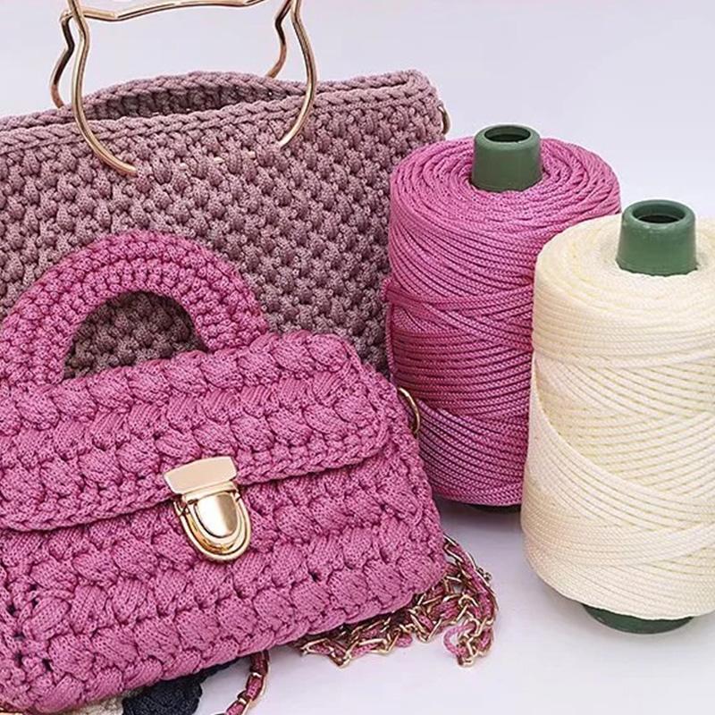 Summer Crochet Yarn Ice Rope 3mm Thread for Hand Knitting Bag Sun Hats Shoes Woven DIY Hook Cushion Silk Medium Thick about 200m