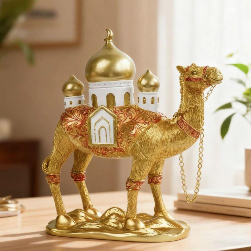 Harz Ramadan Kamel Figur Gold Naher Osten Kamel Ornamente Eid Mubarak Kamel Statue Party