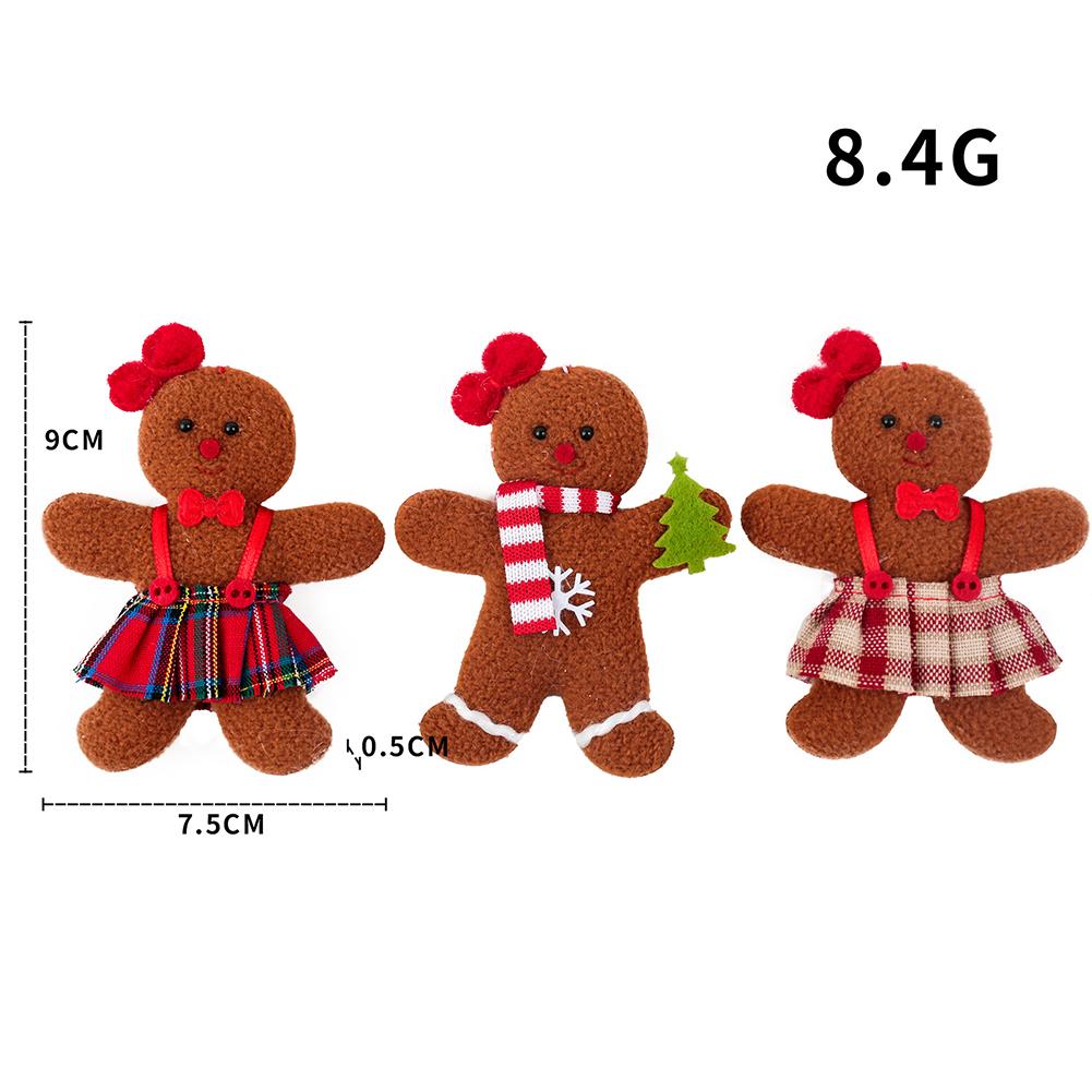 

3pcs Gingerbread Man Doll Pendants Christmas Tree Hanging Ornaments With Ropes For Christmas Decor women