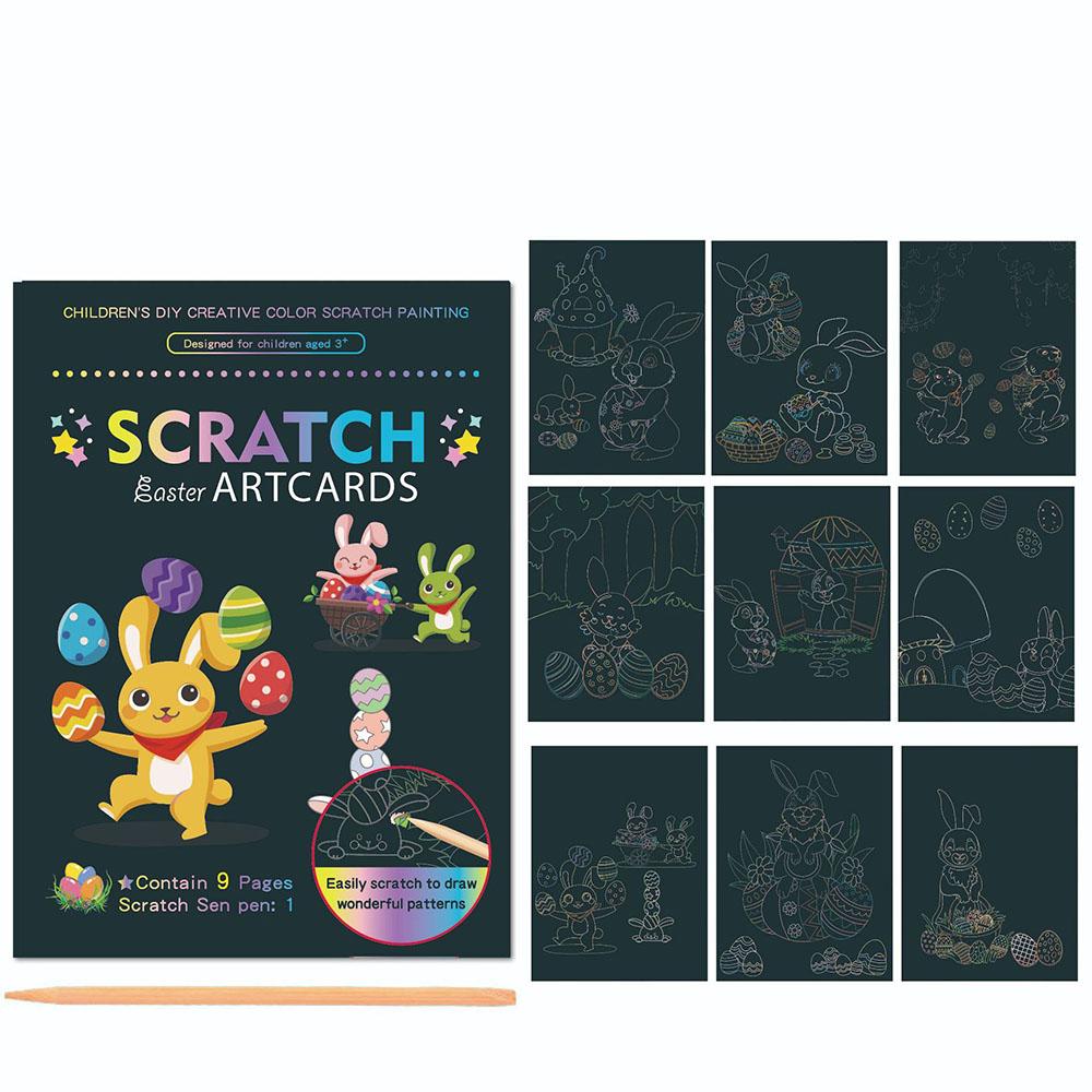 Children Scratch Painting Set Magic Rainbow Colors Scratch Art Painting Card Books Early Education Template Drawing Toys For Kid