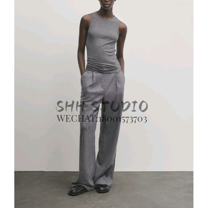 MD Spring New Arrival Women's Clothing American Retro Versatile Basic Rib I-Shaped Tank Top Sleeveless T-shirt 6217504