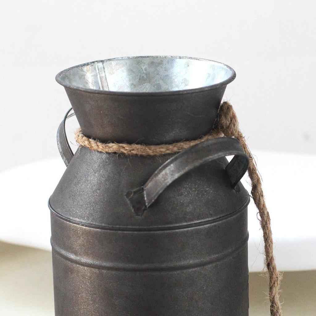 Antique Bronze Milk-Can Iron Flower Vase for Gardening & Home Decor