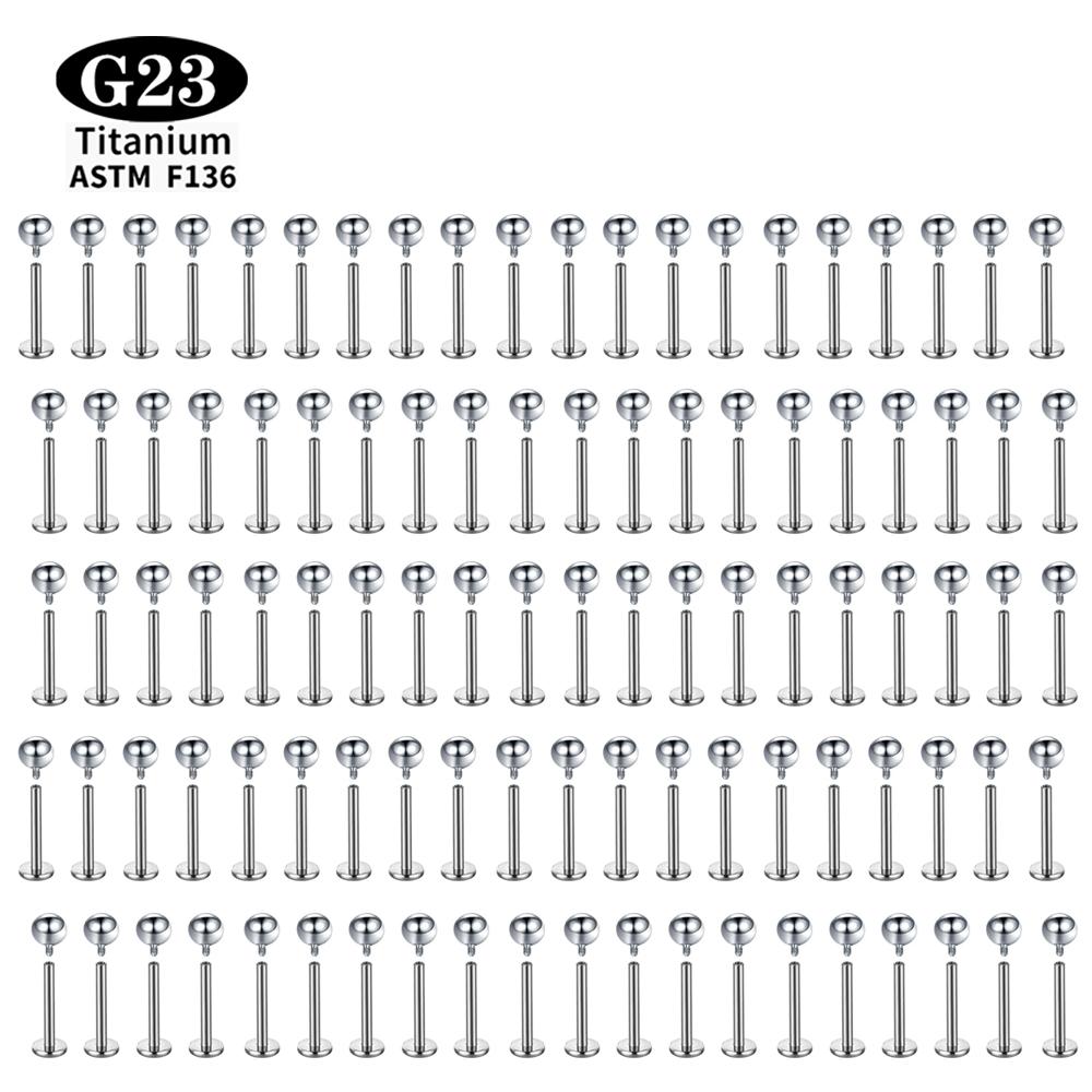 2/10/50/100PCS ASTM F136 G23Titanium Labret Lip stud earrings Piercing Body Jewelry Internally Threaded Ball nose nail