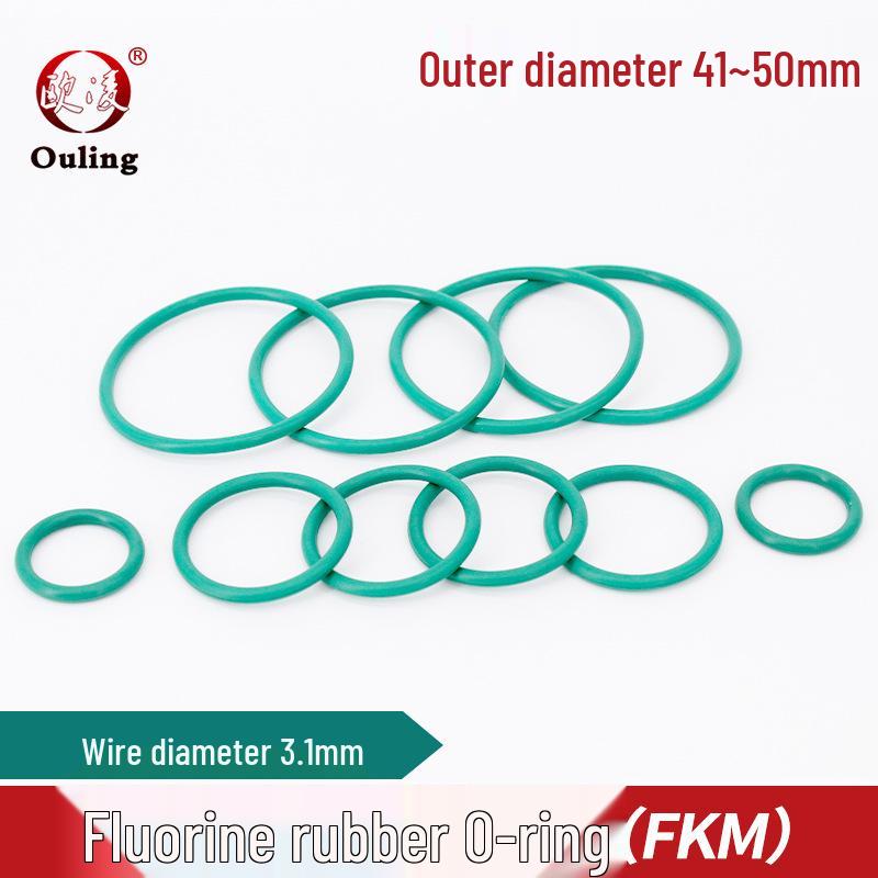 Green FKM O-ring Seal, OD 41-50mm x 3.1mm Cross-section