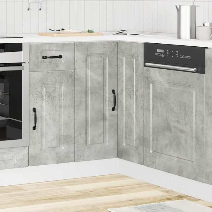 VidaXL Armoire d'angle de cuisine Kalmar gris béton bois d'ingénierie 853511
