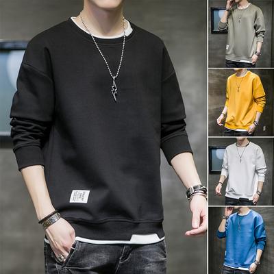 Modelos de Primavera Hombres Manga Larga Tendencia Hombres Manga Larga Versión Coreana del Tipo Casual Holgado Suéter de Manga Larga para Hombre