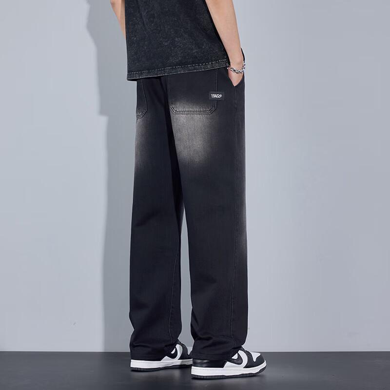 MONPOC Men's Retro Straight-Leg Loose Jeans