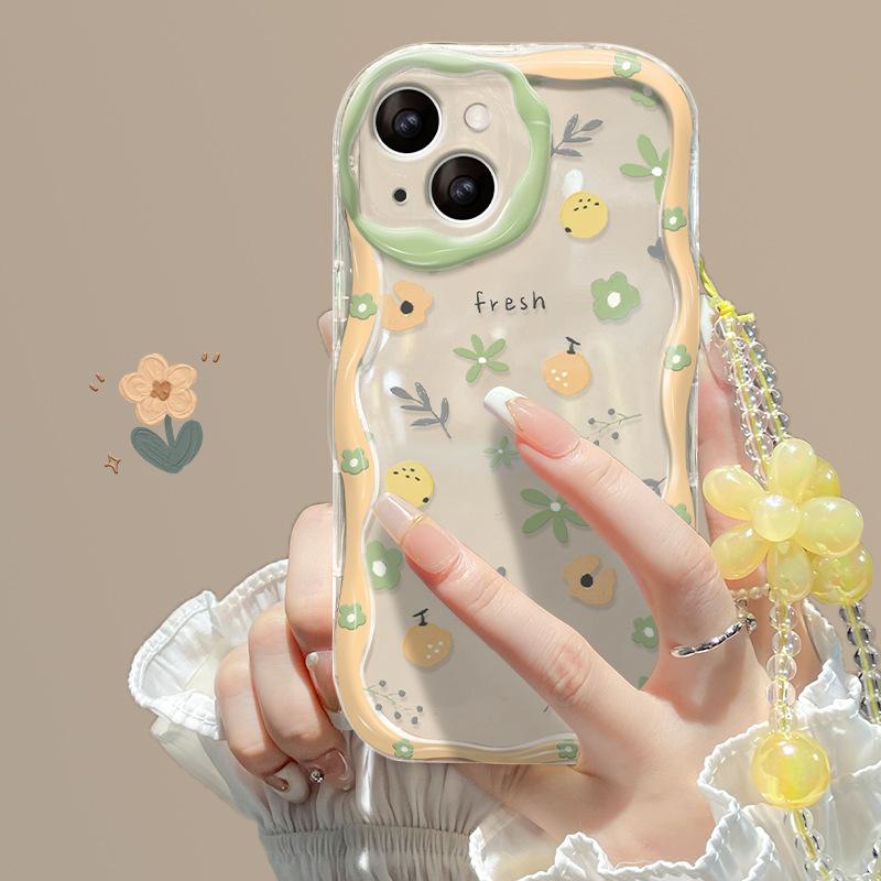 Applicable To Apple 15 Mobile Phone Case IPhone 14/13promax3 Full Screen Floral Chain 11/12 Transparent Silicone