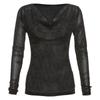 Chic Sequin V Swing Neck Long Sleeve T-shirt Women's Design Sense of Fashion Micro Transparent Slimming Spice Girl Top Trend