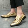 Fashion New Men's Gold Black Pointed Mirror Patent Leather Casual Shoes Loafers Moccasins Wedding Prom Flats Zapatillas Hombre